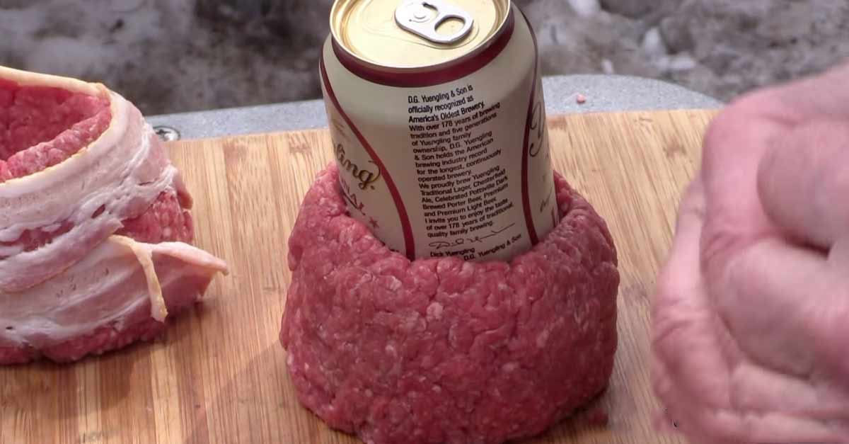 Beer Can Bacon Burger